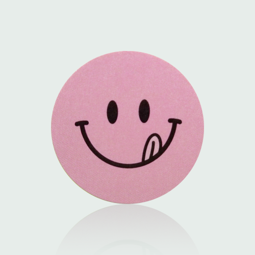스마일 원형 스티커 (핑크) - 120개